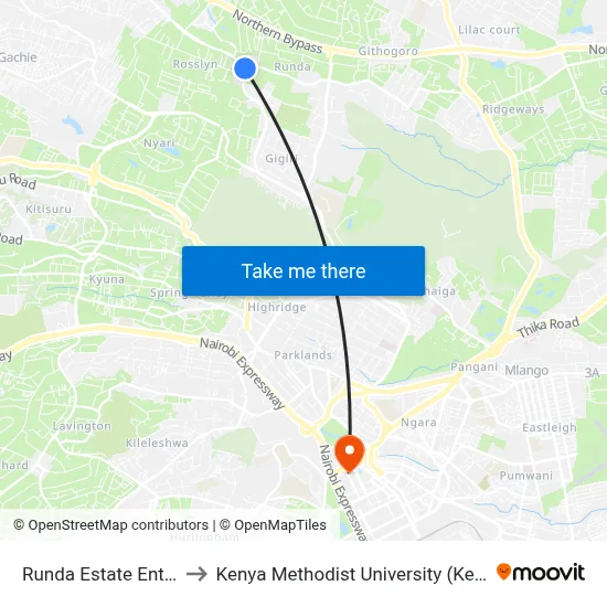 Runda Estate Entrance to Kenya Methodist University (Kemu Hub) map