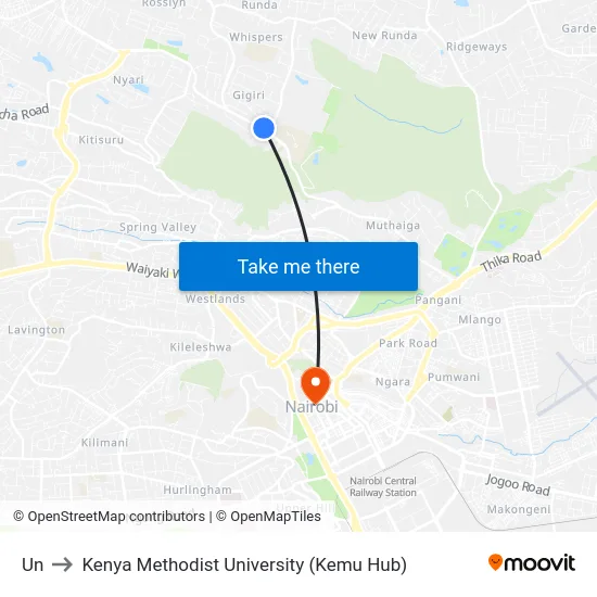 Un to Kenya Methodist University (Kemu Hub) map