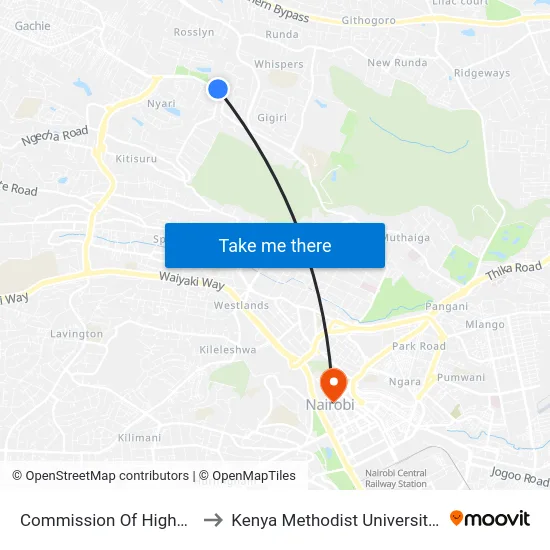 Commission Of Higher Education to Kenya Methodist University (Kemu Hub) map