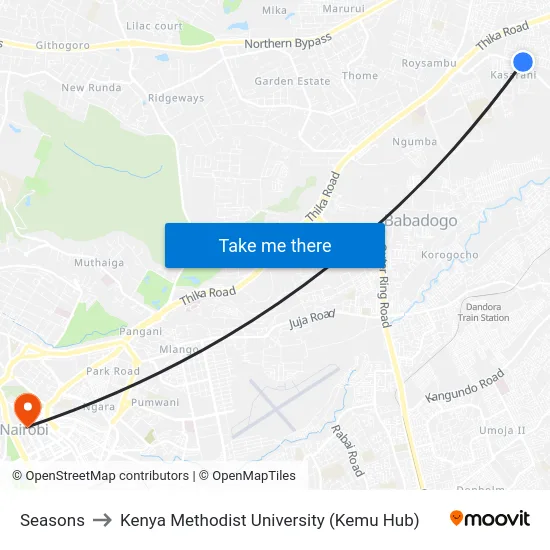 Seasons to Kenya Methodist University (Kemu Hub) map