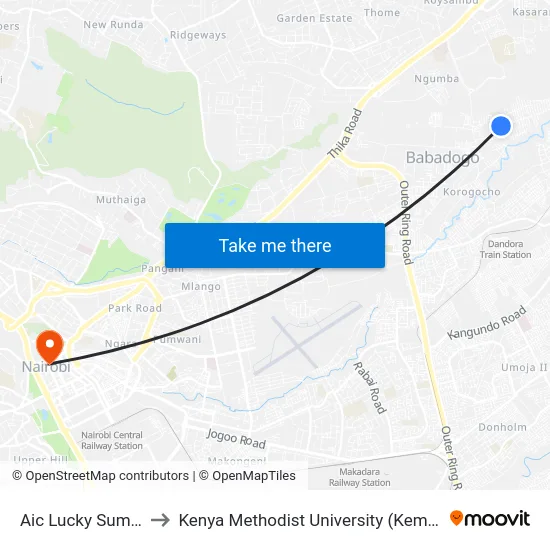 Aic Lucky Summer to Kenya Methodist University (Kemu Hub) map