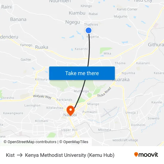 Kist to Kenya Methodist University (Kemu Hub) map