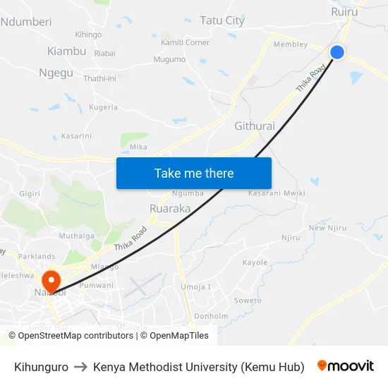 Kihunguro to Kenya Methodist University (Kemu Hub) map