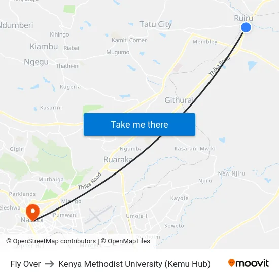 Fly Over to Kenya Methodist University (Kemu Hub) map