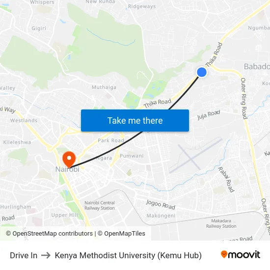 Drive In to Kenya Methodist University (Kemu Hub) map