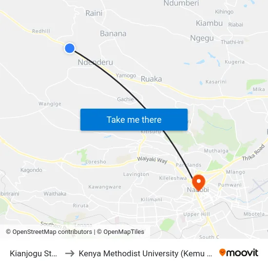 Kianjogu Stage to Kenya Methodist University (Kemu Hub) map