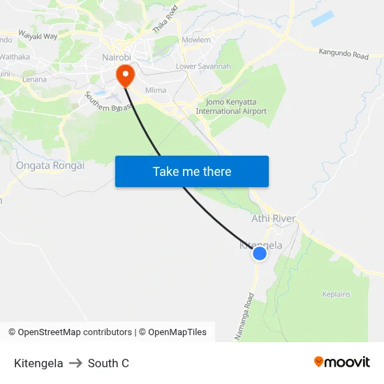 Kitengela to South C map