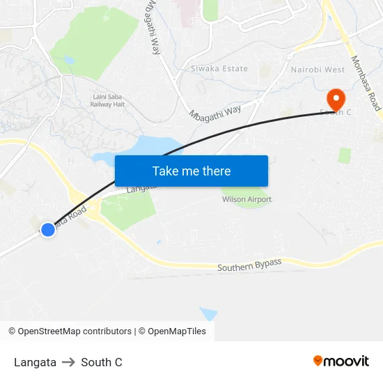 Langata to South C map