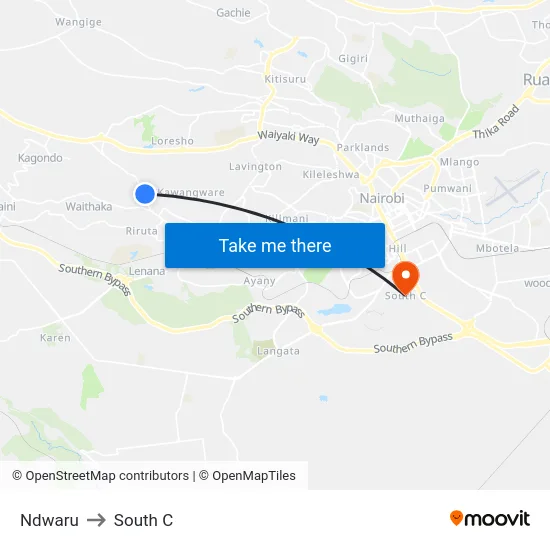Ndwaru to South C map