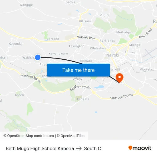 Beth Mugo High School Kaberia to South C map