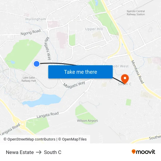 Newa Estate to South C map