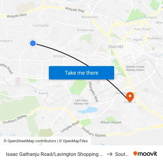 Isaac Gathanju Road/Lavington Shopping Centre to South C map
