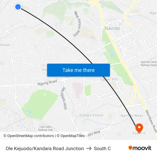 Ole Kejuodo/Kandara Road Junction to South C map