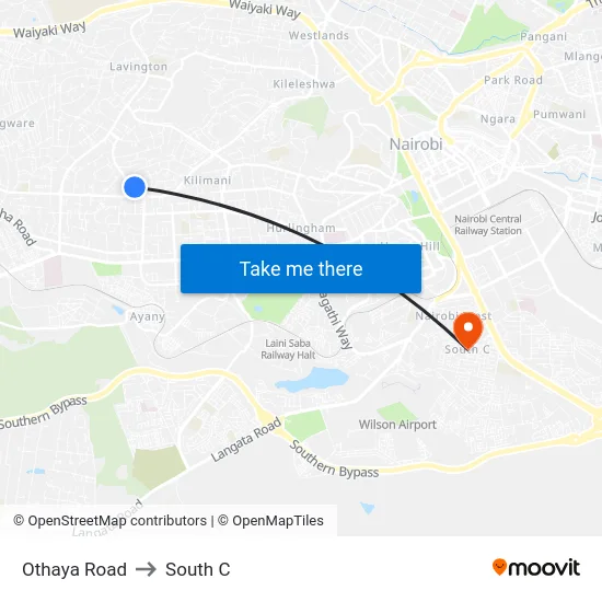 Othaya Road to South C map