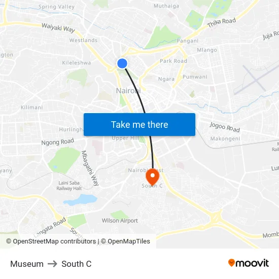 Museum to South C map
