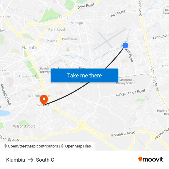 Kiambiu to South C map