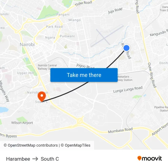 Harambee to South C map