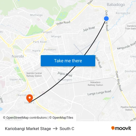Kariobangi Market Stage to South C map