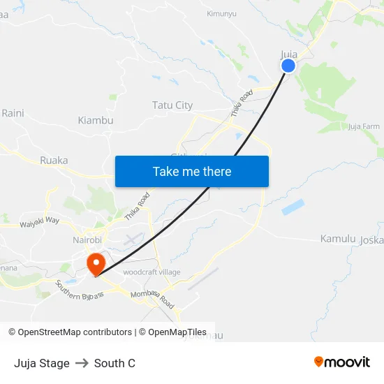 Juja Stage to South C map
