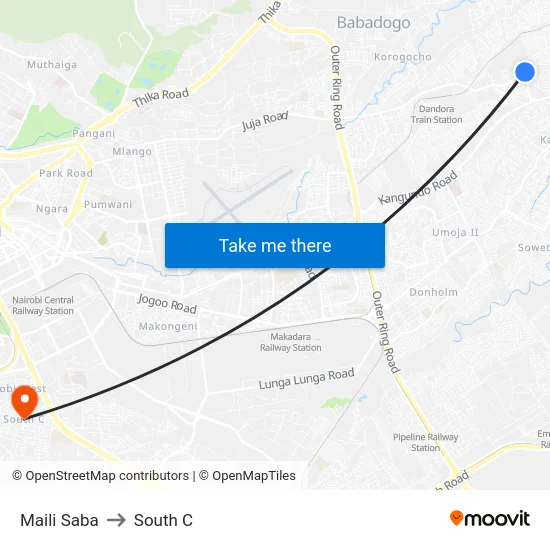 Maili Saba to South C map