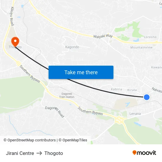 Jirani Centre to Thogoto map