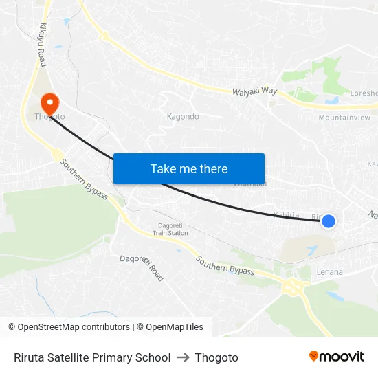Riruta Satellite Primary School to Thogoto map