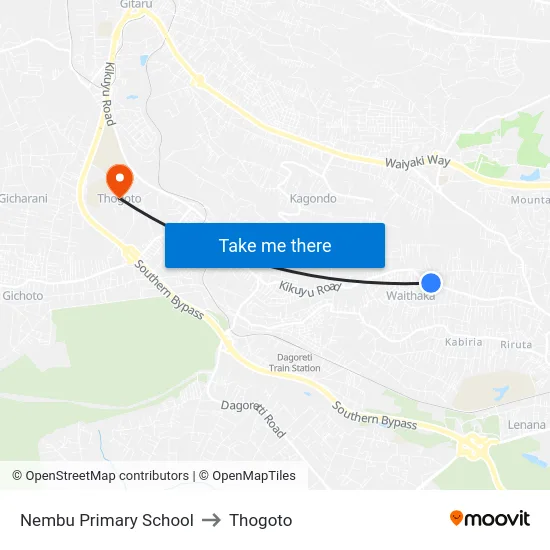Nembu Primary School to Thogoto map