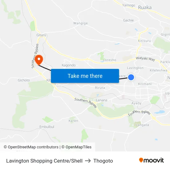 Lavington Shopping Centre/Shell to Thogoto map