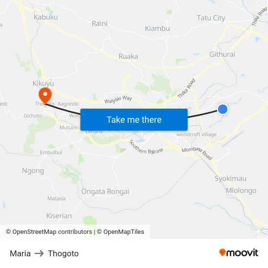 Maria to Thogoto map
