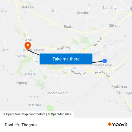 Doni to Thogoto map
