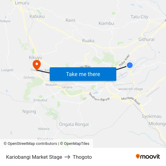 Kariobangi Market Stage to Thogoto map