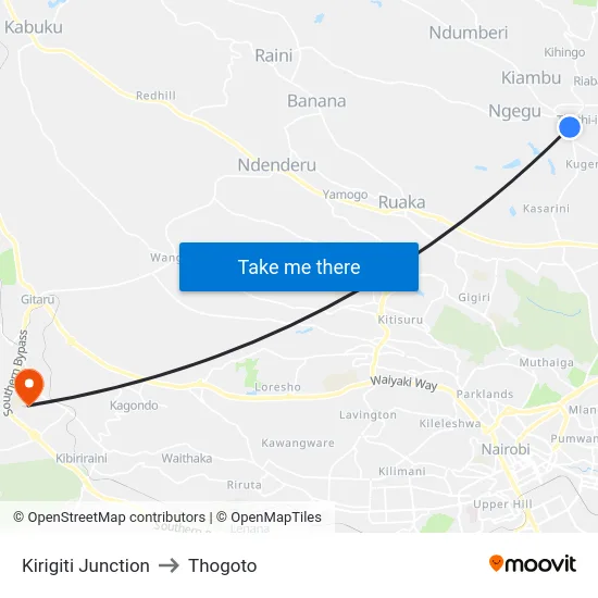Kirigiti Junction to Thogoto map
