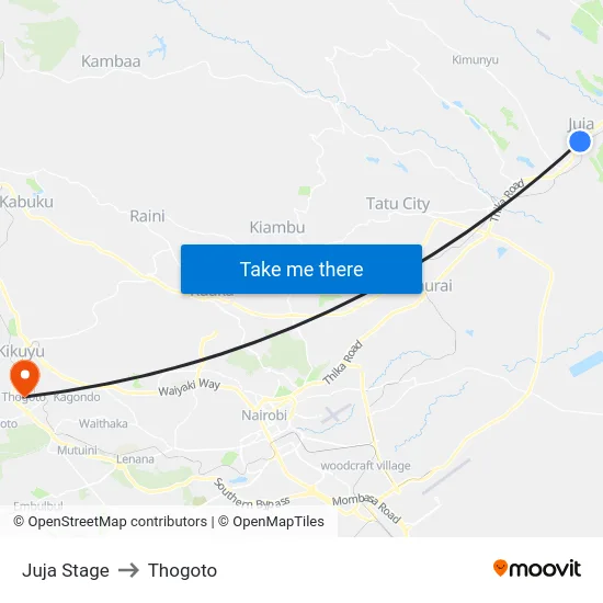 Juja Stage to Thogoto map
