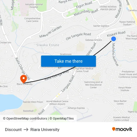 Discount to Riara University map