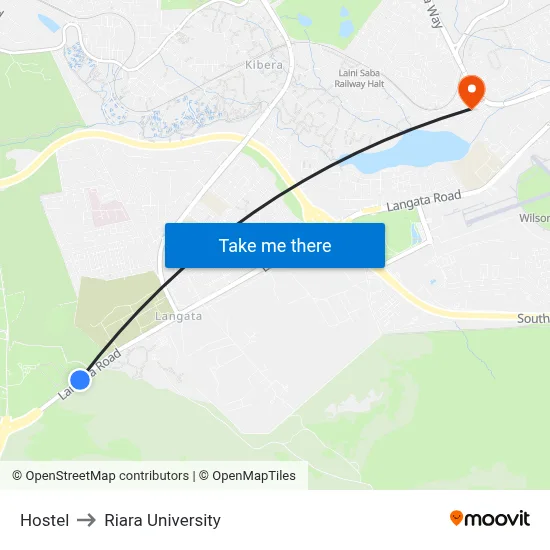 Hostel to Riara University map