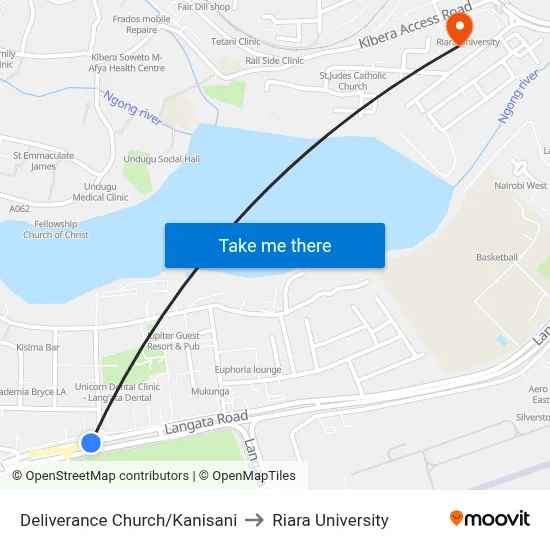Deliverance Church/Kanisani to Riara University map