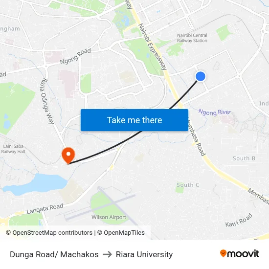 Dunga Road/ Machakos to Riara University map
