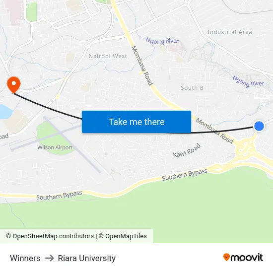 Winners to Riara University map