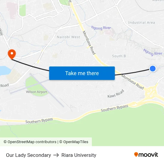 Our Lady Secondary to Riara University map