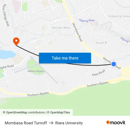 Mombasa Road Turnoff to Riara University map