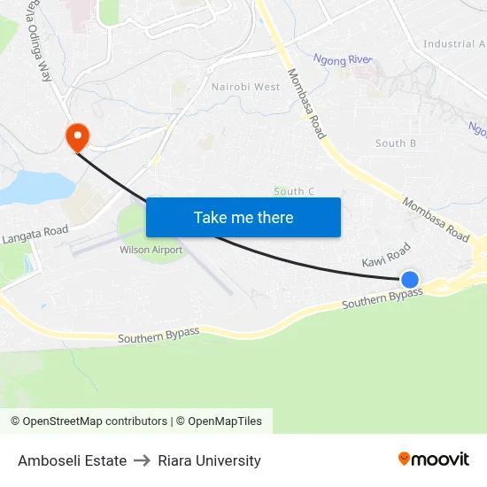 Amboseli Estate to Riara University map