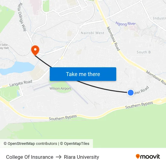 College Of Insurance to Riara University map