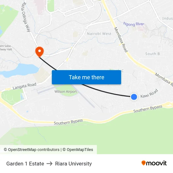 Garden 1 Estate to Riara University map