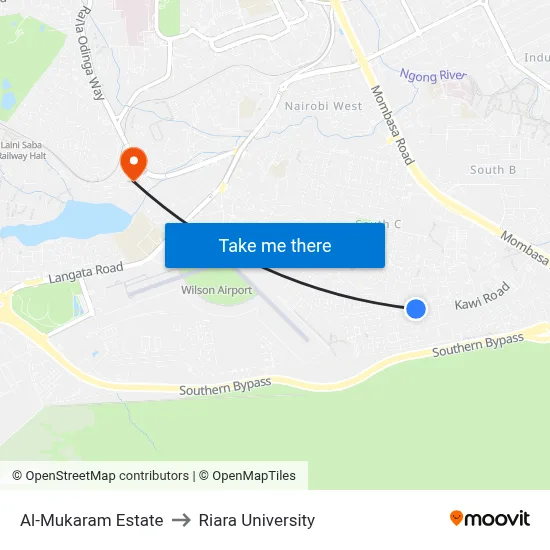 Al-Mukaram Estate to Riara University map