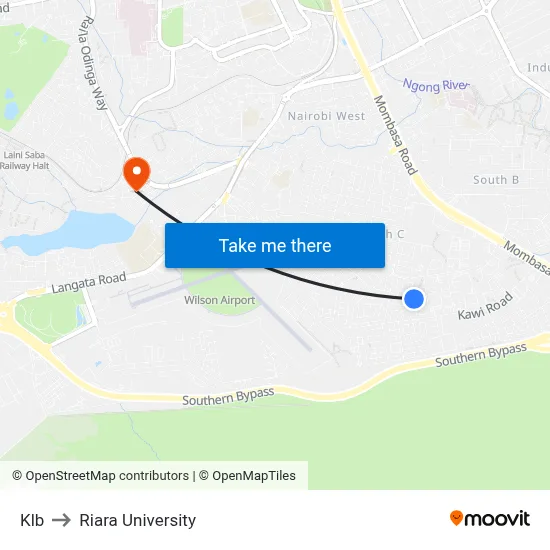 Klb to Riara University map