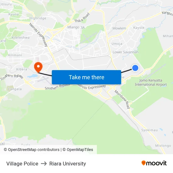 Village Police to Riara University map