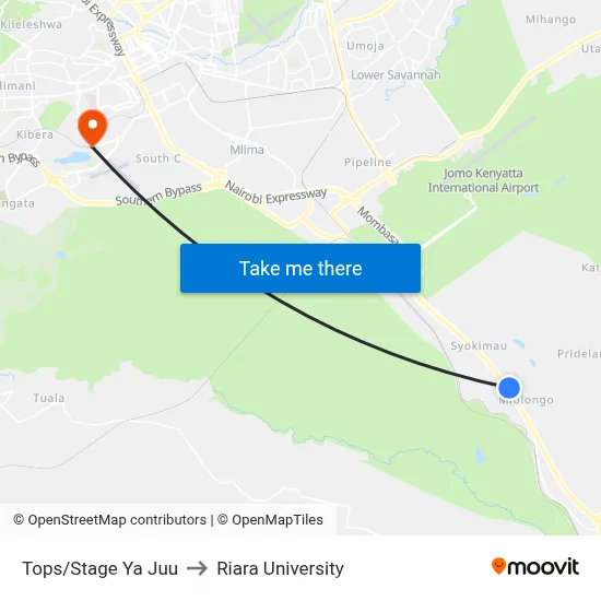 Tops/Stage Ya Juu to Riara University map