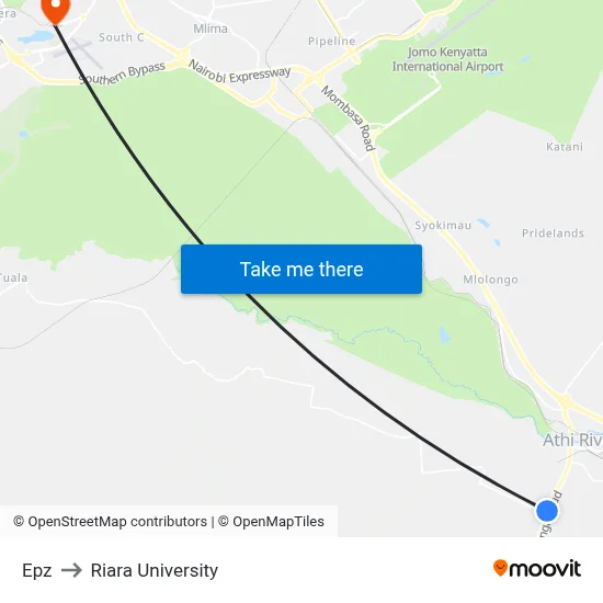 Epz to Riara University map