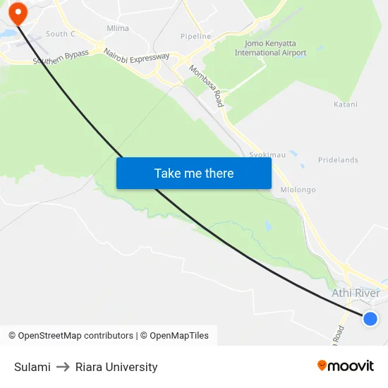 Sulami to Riara University map