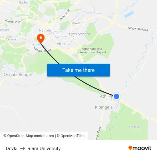 Devki to Riara University map
